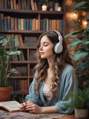 listening to music,listening,the listening,music books,girl studying,wireless headset,music player,e-book readers,headphone,music,audiophile,librarian,headphones,wireless headphones,audio player,bookworm,tea and books,thorens,music background,bach flower therapy,Illustration,Realistic Fantasy,Realistic Fantasy 42