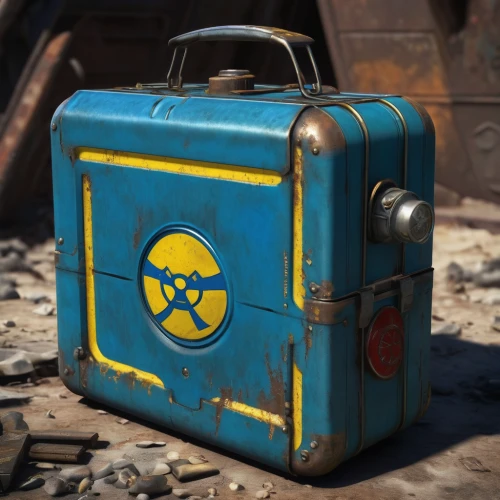 chemical container,fallout shelter,fallout4,fresh fallout,old suitcase,fallout,courier box,toolbox,battery icon,lunchbox,civil defense,suitcase in field,atomic age,biohazard symbol,hazardous,luggage,attache case,suitcase,canister,metal container,Illustration,Black and White,Black and White 23