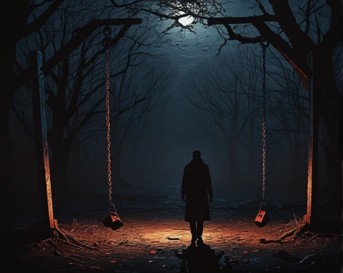 halloween poster,slender,halloween illustration,halloween background,haunted forest,halloween and horror,dark art,dark park,game illustration,hooded man,sci fiction illustration,hollow way,halloween wallpaper,sleepwalker,halloween scene,night scene,hanging moon,background image,black forest,moonlit night,Art,Artistic Painting,Artistic Painting 21