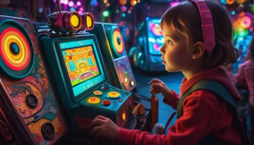 arcade games,arcade game,pinball,arcade,game illustration,child playing,arcades,funfair,game drawing,video game arcade cabinet,fairground,children's background,playing room,games,play street,inner child,slot machines,game light,coin drop machine,emulator,Illustration,Abstract Fantasy,Abstract Fantasy 07