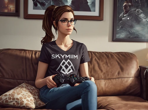 skyrim,geek pride day,symetra,gamers round,gamer,girl in t-shirt,playstation,geek,video gaming,nerd,premium shirt,supplied with a video game,gamers,tee,tshirt,gaming,croft,maya,video games,the community manager,Illustration,Abstract Fantasy,Abstract Fantasy 10