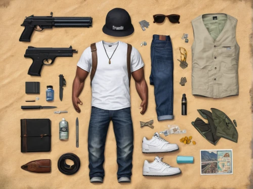 military uniform,cargo pants,naval officer,military person,ballistic vest,boys fashion,airsoft gun,military officer,outfit,gunsmith,camping gear,blue-collar worker,gun holster,men clothes,red army rifleman,grenadier,handgun holster,flat lay,street fashion,school items,Unique,Design,Knolling