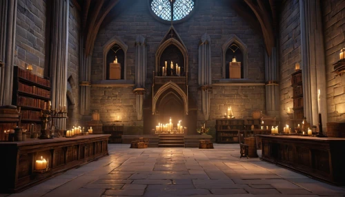 sanctuary,gothic church,haunted cathedral,crypt,chapel,cathedral,candlelights,gothic architecture,altar,candlemaker,hall of the fallen,medieval architecture,chamber,blood church,nidaros cathedral,interiors,choir,candlelight,medieval,choral,Illustration,American Style,American Style 05