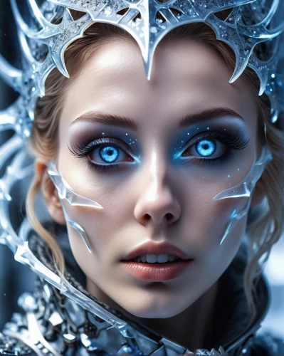 ice queen,the snow queen,ice princess,white rose snow queen,ice crystal,elsa,blue enchantress,blue snowflake,suit of the snow maiden,crystalline,icemaker,frozen,winterblueher,fantasy portrait,silvery blue,frozen ice,fairy queen,eternal snow,ice planet,fantasy art,Photography,Artistic Photography,Artistic Photography 03