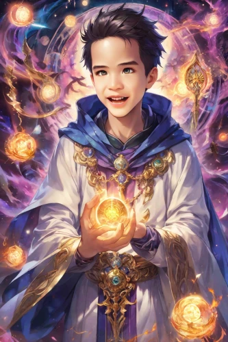 zodiac sign libra,libra,summoner,cg artwork,xiangwei,guilinggao,magus,merlin,dragon li,wuchang,mage,portrait background,alibaba,joshua,fantasy portrait,bard,astral traveler,xizhi,zodiac sign leo,celestial event,Digital Art,Anime