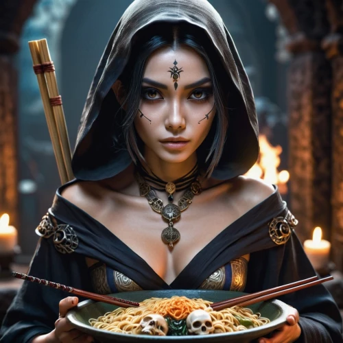 indian cuisine,indian chinese cuisine,jaya,basmati,indian food,thai cuisine,priestess,tamil food,thai food,eat thai,sorceress,warrior woman,feast noodles,indian woman,dosa,laksa,asian cuisine,east indian,katana,massaman curry,Photography,General,Cinematic