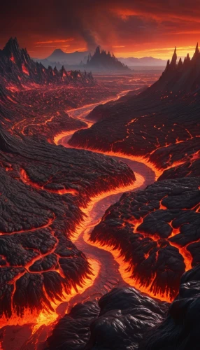 volcanic landscape,volcanic field,lava plain,lava river,lava,lava flow,scorched earth,volcanic,volcanic landform,volcanism,volcanos,volcano,flaming mountains,active volcano,magma,lake of fire,volcanoes,fire mountain,volcanic eruption,lava cave,Photography,General,Sci-Fi