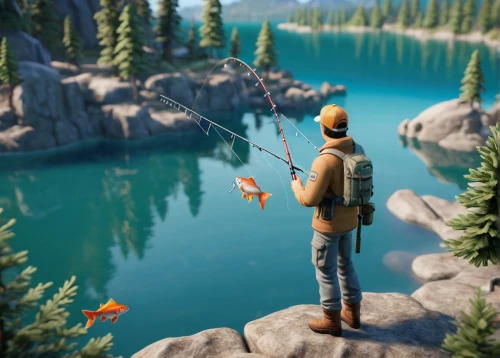 fishing,casting (fishing),big-game fishing,fishing camping,fisherman,fishing classes,fjord trout,rock fishing,forest fish,floating over lake,raft guide,people fishing,fishing float,go fishing,fishing rod,lakeside,angler,fish stick,perch,fishing bait,Unique,3D,Garage Kits