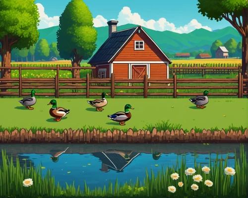 farm background,cartoon video game background,android game,waterfowl,waterfowls,goose game,game illustration,farm landscape,wild ducks,water fowl,landscape background,mobile video game vector background,salt meadow landscape,ducks,duck meet,farmstead,home landscape,springtime background,farm animals,organic farm,Illustration,Abstract Fantasy,Abstract Fantasy 07