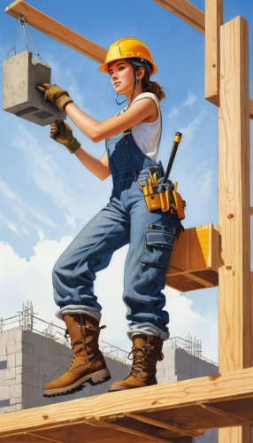 ironworker,female worker,construction worker,builder,roofer,construction industry,a carpenter,carpenter,bricklayer,blue-collar worker,roofers,tradesman,roofing nails,contractor,construction workers,construction company,heavy construction,hard hat,electrical contractor,roofing,Illustration,Realistic Fantasy,Realistic Fantasy 04