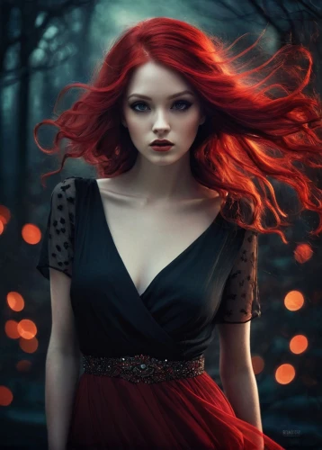 red-haired,mystical portrait of a girl,shades of red,red head,gothic woman,redhead doll,red riding hood,faery,fantasy art,fantasy picture,redheads,fae,redhair,vampire woman,the enchantress,fantasy portrait,gothic portrait,sorceress,redheaded,little red riding hood,Illustration,Realistic Fantasy,Realistic Fantasy 15