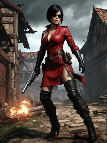 huntress,massively multiplayer online role-playing game,red tunic,red coat,action-adventure game,swordswoman,assassin,red riding hood,red,templar,red army rifleman,girl with gun,warsaw uprising,shooter game,red skin,lady in red,witcher,girl with a gun,musketeer,lara,Illustration,Realistic Fantasy,Realistic Fantasy 42