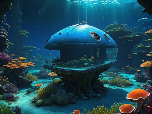 underwater playground,marine tank,underwater oasis,reef tank,underwater world,underwater landscape,underwater background,aquarium,ocean underwater,ocean floor,undersea,under sea,fish tank,submersible,deep sea,blue planet,under the sea,the bottom of the sea,sea life underwater,coral reef,Illustration,Realistic Fantasy,Realistic Fantasy 08