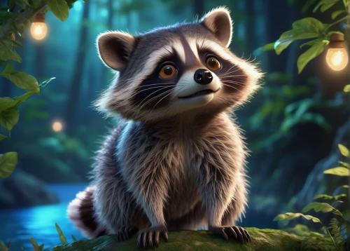 north american raccoon,raccoon,ring-tailed,rocket raccoon,coatimundi,mustelid,raccoons,tamarin,madagascar,mustelidae,raccoon dog,cute animal,lemur,pygmy sloth,slow loris,cute cartoon character,anthropomorphized animals,squirell,polecat,badger,Illustration,Realistic Fantasy,Realistic Fantasy 19