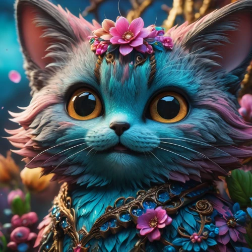 flower cat,blossom kitten,cartoon cat,flower animal,cat warrior,cat kawaii,she-cat,fantasia,full hd wallpaper,alice in wonderland,pink cat,cute cat,feline,cat,3d fantasy,mowgli,cat image,cat sparrow,ori-pei,felidae,Photography,General,Fantasy