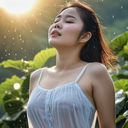 solar,vietnamese woman,hyperhidrosis,asian woman,phuquy,photosynthesis,sun,photoshoot with water,idyllic,sun exposure,asian girl,bia hơi,wet,natural cosmetic,the sun and the rain,kaew chao chom,beauty in nature,vietnamese,spark of shower,radiant,Photography,General,Realistic