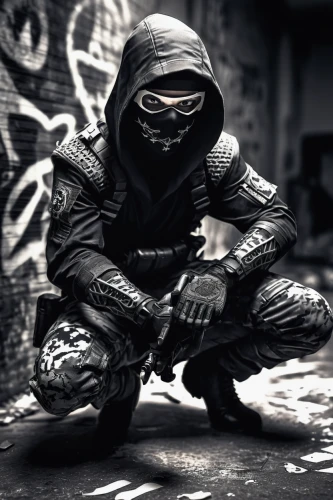 ninjas,assassin,shinobi,balaclava,cartoon ninja,bandit theft,fuze,mute,bandit,ninja,robber,sledge,swat,hooded man,raven rook,assassins,burglar,wall,infiltrator,vigil,Illustration,Black and White,Black and White 11