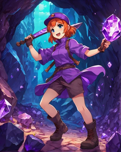 fae,meteora,minerva,cave tour,nora,adventurer,summoner,pit cave,chasm,cave,stone background,caving,elza,mountain guide,rock crystal,monsoon banner,game illustration,gemswurz,crystal,maci,Illustration,Japanese style,Japanese Style 04