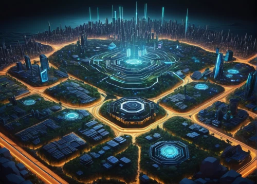 futuristic landscape,metropolis,fantasy city,ancient city,city cities,black city,solar cell base,futuristic architecture,smart city,hub,cities,oval forum,urbanization,urban development,capital city,terraforming,development concept,sky city,city blocks,traffic circle,Illustration,Japanese style,Japanese Style 09