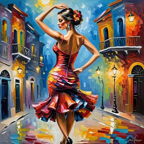 flamenco,latin dance,salsa dance,dance with canvases,dance,dancer,dancing,art painting,italian painter,love dance,ethnic dancer,argentinian tango,boho art,man in red dress,woman playing,to dance,twirl,street dancer,dancers,girl in a long dress,Conceptual Art,Oil color,Oil Color 22