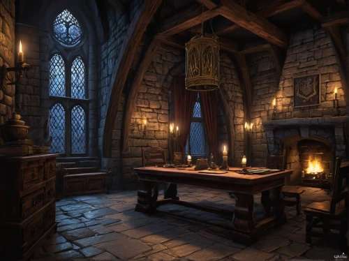 candlemaker,fireplaces,apothecary,dark cabinetry,ornate room,fireplace,witch's house,medieval architecture,tavern,medieval,consulting room,candlelights,dining room,hearth,candlelight,crypt,dungeons,collected game assets,wooden beams,castle of the corvin,Conceptual Art,Fantasy,Fantasy 34