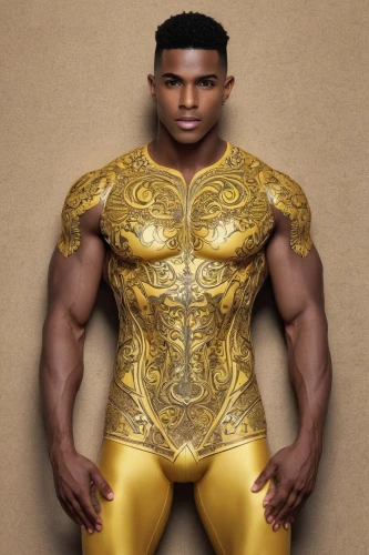 african american male,pharaoh,gold colored,mohammed ali,gold paint stroke,gold foil 2020,male model,armor,wrestling singlet,matador,breastplate,gold plated,stud yellow,armour,adonis,gladiator,milk chocolate,gold color,body building,zodiac sign leo,Illustration,Black and White,Black and White 03