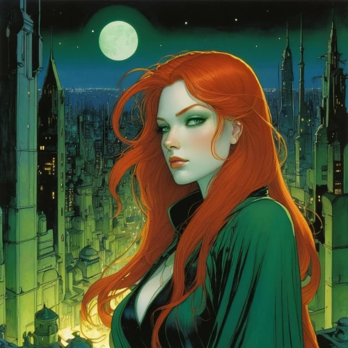 firestar,transistor,sorceress,scarlet witch,starfire,the enchantress,poison ivy,fantasy woman,clary,callisto,black widow,heroic fantasy,darth talon,rosa ' amber cover,celtic queen,vampire woman,red-haired,rusalka,lady of the night,birds of prey-night,Illustration,Realistic Fantasy,Realistic Fantasy 04