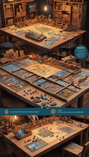 tabletop game,building sets,playmat,board game,collected game assets,town planning,construction set,miniatures,model kit,cartography,blueprints,wooden mockup,tabletop,game design,beer table sets,development concept,layout,concept art,typesetting,baking sheet,Unique,Design,Infographics