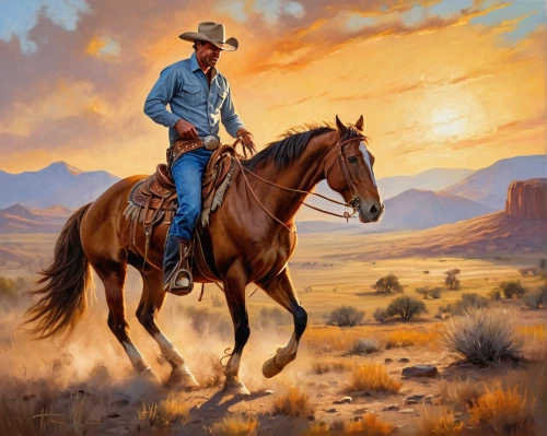 man and horses,western riding,american frontier,horsemanship,buckskin,cowboy mounted shooting,horse herder,ronald reagan,quarterhorse,country-western dance,western pleasure,painted horse,horseman,reining,cowboy,warm-blooded mare,horseback,western,gunfighter,stagecoach,Conceptual Art,Oil color,Oil Color 22