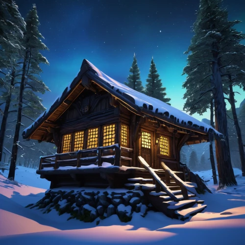 log cabin,winter house,the cabin in the mountains,small cabin,log home,nordic christmas,wooden hut,wooden house,snow house,snow shelter,mountain hut,finnish lapland,chalet,house in the forest,lapland,wooden sauna,cabin,snowhotel,christmas snowy background,snow roof,Art,Classical Oil Painting,Classical Oil Painting 42