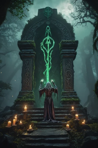 druid stone,celtic cross,rod of asclepius,druid,skeleton key,runes,druid grove,druids,undead warlock,celtic tree,light bearer,hall of the fallen,portal,sorceress,summoner,caduceus,the mystical path,pall-bearer,game illustration,magic grimoire,Illustration,Realistic Fantasy,Realistic Fantasy 47