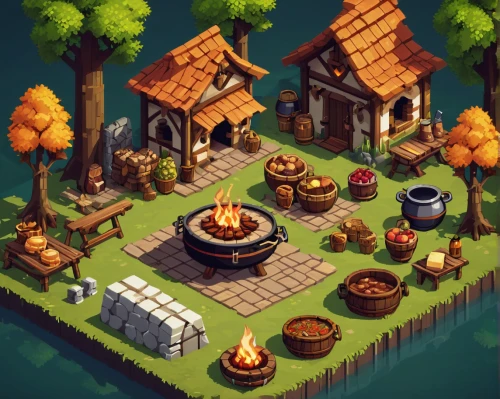 tavern,autumn camper,autumn theme,collected game assets,small house,firepit,small cabin,campfire,campsite,cottage,summer cottage,traditional house,campfires,ancient house,campground,resort town,autumn icon,traditional village,log fire,treasure house,Conceptual Art,Daily,Daily 06