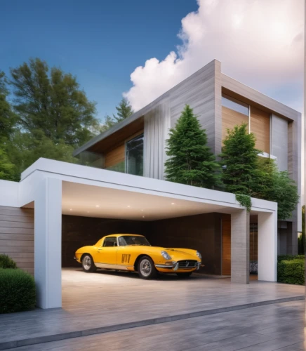 garage door,3d rendering,modern house,underground garage,build by mirza golam pir,mid century house,luxury home,garage,gold stucco frame,luxury property,smart home,render,residential house,luxury real estate,prefabricated buildings,automotive exterior,beautiful home,modern architecture,large home,modern style