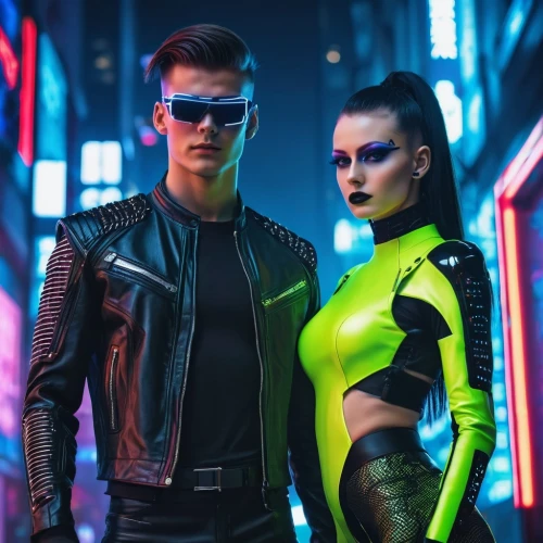 latex clothing,cyberpunk,neon makeup,neon arrows,cyber glasses,neon body painting,futuristic,electro,high-visibility clothing,latex,birds of prey-night,neon,neon lights,neon colors,pvc,x-men,neon human resources,birds of prey,neon ghosts,couple goal,Photography,General,Realistic