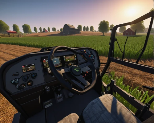 farming,agricultural machine,steering wheel,farm tractor,combine harvester,farmlands,wheat crops,stock farming,planted car,farmland,cockpit,farms,field trial,steering,stubble field,aggriculture,agricultural,racing wheel,bed in the cornfield,wheat fields,Illustration,American Style,American Style 06