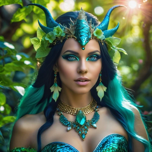 faerie,faery,dryad,cleopatra,fantasy portrait,fantasy woman,anahata,merfolk,the enchantress,elven,blue enchantress,green mermaid scale,elven flower,fantasy art,fairy queen,rusalka,mermaid vectors,sorceress,mermaid,fae,Photography,General,Realistic