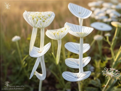 madonna lily,siberian fawn lily,lilly of the valley,hymenocallis,turk's cap lily,garden star of bethlehem,flannel flower,lily of the valley,galanthus,snowdrop anemones,bluish white clover,dicentra white,white trumpet lily,doves lily of the valley,lily of the field,star-of-bethlehem,hymenocallis littoralis,easter lilies,grass lily,lilies of the valley,Realistic,Flower,Queen Anne's Lace