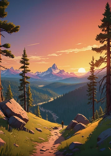 mountain sunrise,landscape background,mountain scene,mountain landscape,salt meadow landscape,mountainous landscape,cartoon video game background,mountains,background vector,alpine sunset,coniferous forest,temperate coniferous forest,mountain valley,background image,mountain range,mountain,background images,alpine meadows,beautiful landscape,autumn mountains,Unique,3D,Isometric