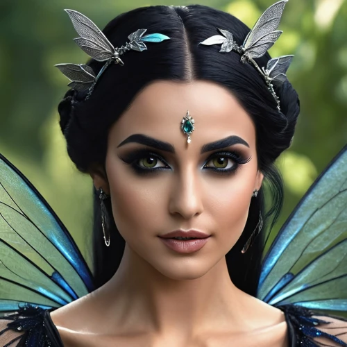 fairy queen,fairy peacock,faery,faerie,ulysses butterfly,feather headdress,tiger lily,vanessa (butterfly),cleopatra,evil fairy,fantasy woman,miss circassian,headpiece,fairy,blue butterfly,celtic queen,fantasy portrait,indian headdress,headdress,mazarine blue butterfly,Photography,General,Realistic
