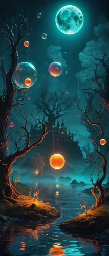 underwater landscape,mushroom landscape,underwater background,underwater oasis,fantasy landscape,underground lake,acid lake,mushroom island,fantasy picture,jellyfishes,alien world,bioluminescence,sea jellies,cartoon video game background,alien planet,undersea,ocean floor,jellyfish,deep sea,halloween background,Illustration,Realistic Fantasy,Realistic Fantasy 42