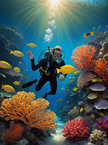 underwater background,scuba diving,scuba,underwater diving,anemone fish,divemaster,amphiprion,anemonefish,coral reefs,aquanaut,reef tank,great barrier reef,coral reef,coral reef fish,underwater world,sea life underwater,marine life,underwater landscape,marine biology,aquatic life,Illustration,Abstract Fantasy,Abstract Fantasy 09