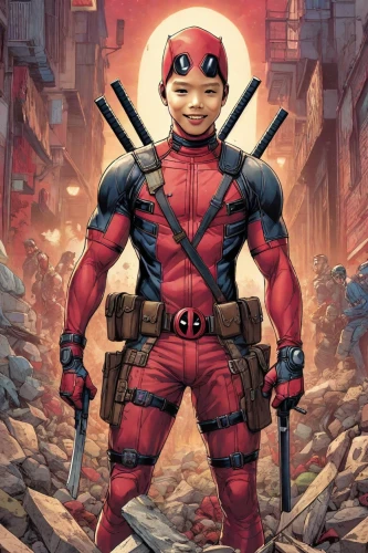 dead pool,daredevil,deadpool,red hood,red super hero,chimichanga,kid hero,hero,comic hero,cartoon ninja,comic book,cyclops,marvel comics,x-men,harley,raphael,xmen,crossbones,superhero comic,wall,Digital Art,Comic