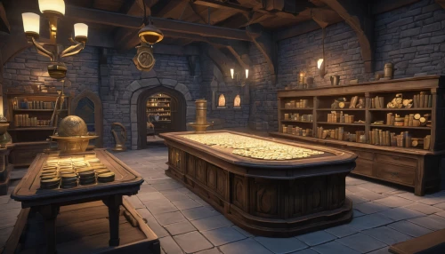 apothecary,potions,candlemaker,cosmetics counter,soap shop,bookshelves,collected game assets,distillation,cabinetry,librarian,dark cabinetry,parchment,pharmacy,potter's wheel,brandy shop,alchemy,tile kitchen,wine cellar,crypt,celsus library,Illustration,Retro,Retro 12