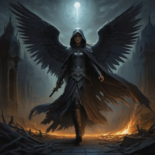 archangel,dark angel,the archangel,angel of death,black angel,death angel,angelology,uriel,angels of the apocalypse,fallen angel,corvidae,black raven,guardian angel,angel,corvus,raven rook,the angel with the cross,business angel,stone angel,baroque angel,Illustration,Realistic Fantasy,Realistic Fantasy 44