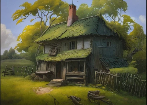 lonely house,little house,witch's house,small house,house in the forest,country cottage,cottage,home landscape,summer cottage,old house,farmhouse,wooden house,farmstead,crooked house,house painting,old home,ancient house,farm house,fisherman's house,bird house,Conceptual Art,Fantasy,Fantasy 13