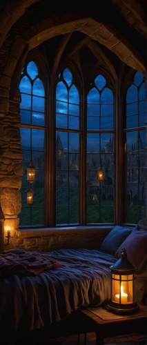sleeping room,great room,romantic night,hobbiton,hogwarts,bedroom window,wooden windows,warm and cozy,fireplaces,four-poster,the cabin in the mountains,fireplace,ornate room,castle windows,candlelights,the window,beautiful home,dreamy,fairytale castle,window view,Conceptual Art,Oil color,Oil Color 16