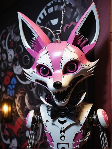 deco bunny,pink cat,jackal,doll cat,the pink panter,artist doll,fennec,rubber doll,kit fox,metal toys,revoltech,ffp2 mask,kitsune,masquerade,killer doll,furta,day of the dead frame,the japanese doll,with the mask,collectible doll,Illustration,Abstract Fantasy,Abstract Fantasy 07