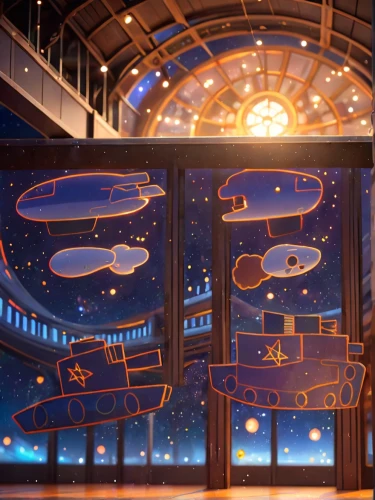 planetarium,ufo interior,art deco background,constellation swordfish,sky space concept,cg artwork,tardis,constellation map,space ships,sci fiction illustration,constellation lyre,stage curtain,space station,star chart,stargate,futuristic art museum,orrery,cartoon video game background,starscape,constellation,Anime,Anime,Cartoon