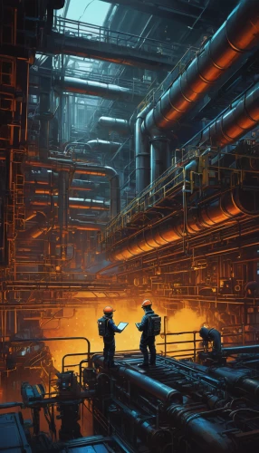 industrial landscape,refinery,steel mill,metallurgy,industrial plant,industrial tubes,mining facility,industries,heavy water factory,factories,industrial,steelworker,industry,chemical plant,industrial area,industrial ruin,industry 4,industrial hall,manufacture,empty factory,Conceptual Art,Sci-Fi,Sci-Fi 01