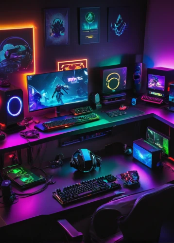 monitor wall,computer desk,computer room,game room,gamer zone,computer workstation,colored lights,desk,lures and buy new desktop,consoles,monitors,desk top,black light,fractal design,pc,game light,colorful light,gamers round,setup,lan,Unique,Paper Cuts,Paper Cuts 07